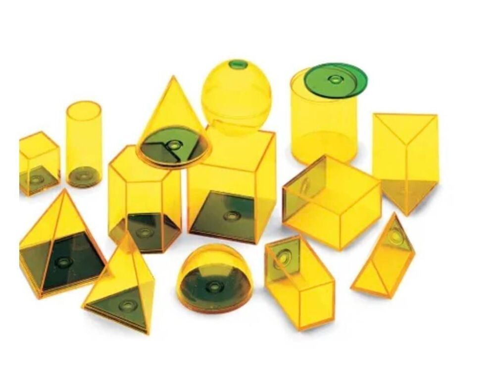 Hand2mind Transparent Relational GeoSolids (14-Piece Geometry Set) NEW